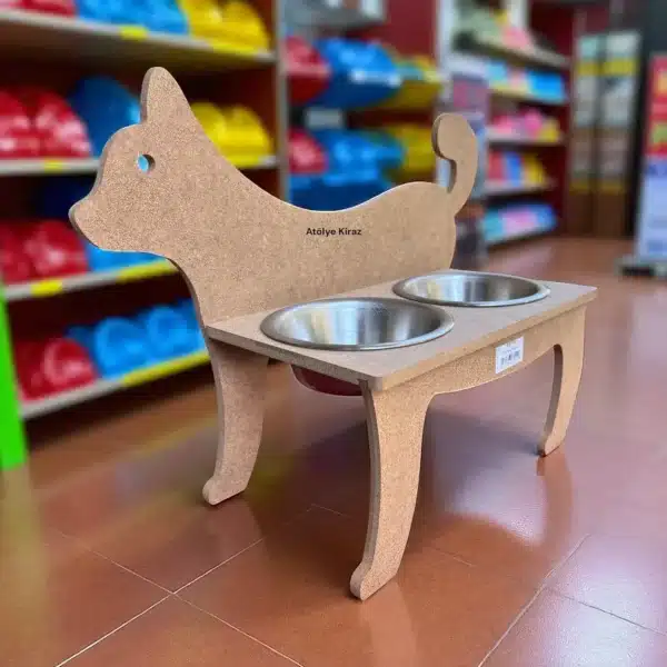 Ahşap Kedi Mama Kabı