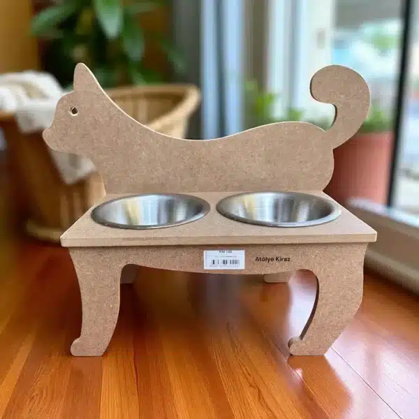 Ahşap Kedi Mama Kabı