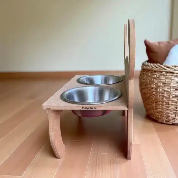 Ahşap Kedi Mama Kabı