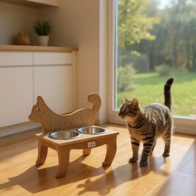 Ahşap Kedi Mama Kabı