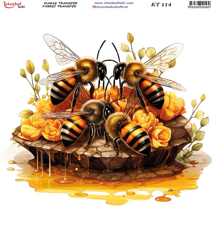 Ütü ile Rub On Transfer Kağıdı: Dekoratif Süsleme Kağıdı - KT114 | 20x20 cm