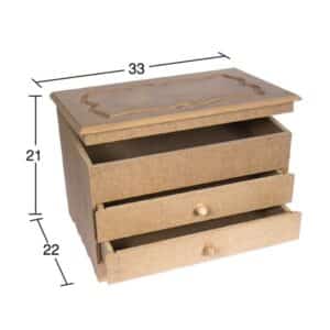 İki Çekmeceli ve Saklama Bölmeli Ahşap Kutu