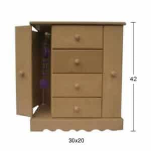 Ahşap Dört Çekmeceli, İki Bölmeli Büyük Takı Kutusu