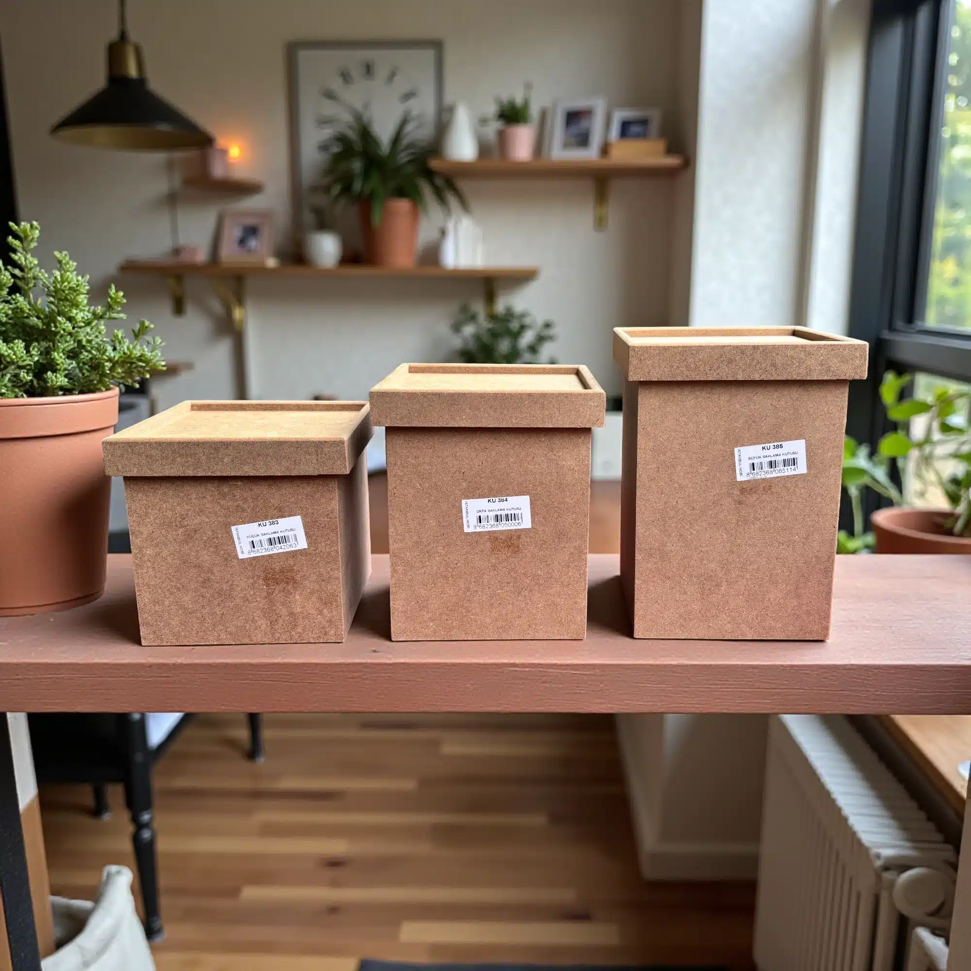Ham Ahşap Kare Saklama Kutusu Seti: Boyanabilir Çok Amaçlı Organizer