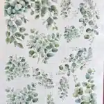 KST058-AS |Okaliptüs Desenli  Koyu Zemin Sulu Transfer Kağıdı-25x35 cm