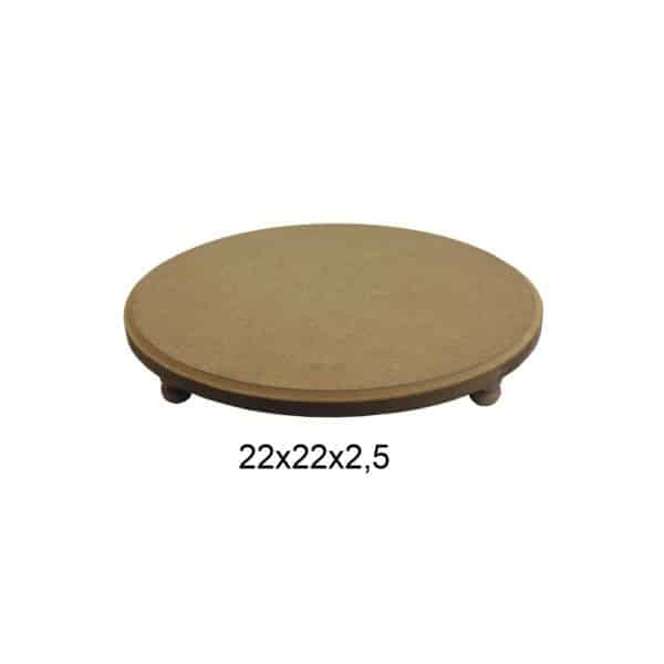 Atölye Kiraz Boyanabilir Ayaklı Yuvarlak Sunumluk 22X22X2,5 Cm Ham Ahşap Obje