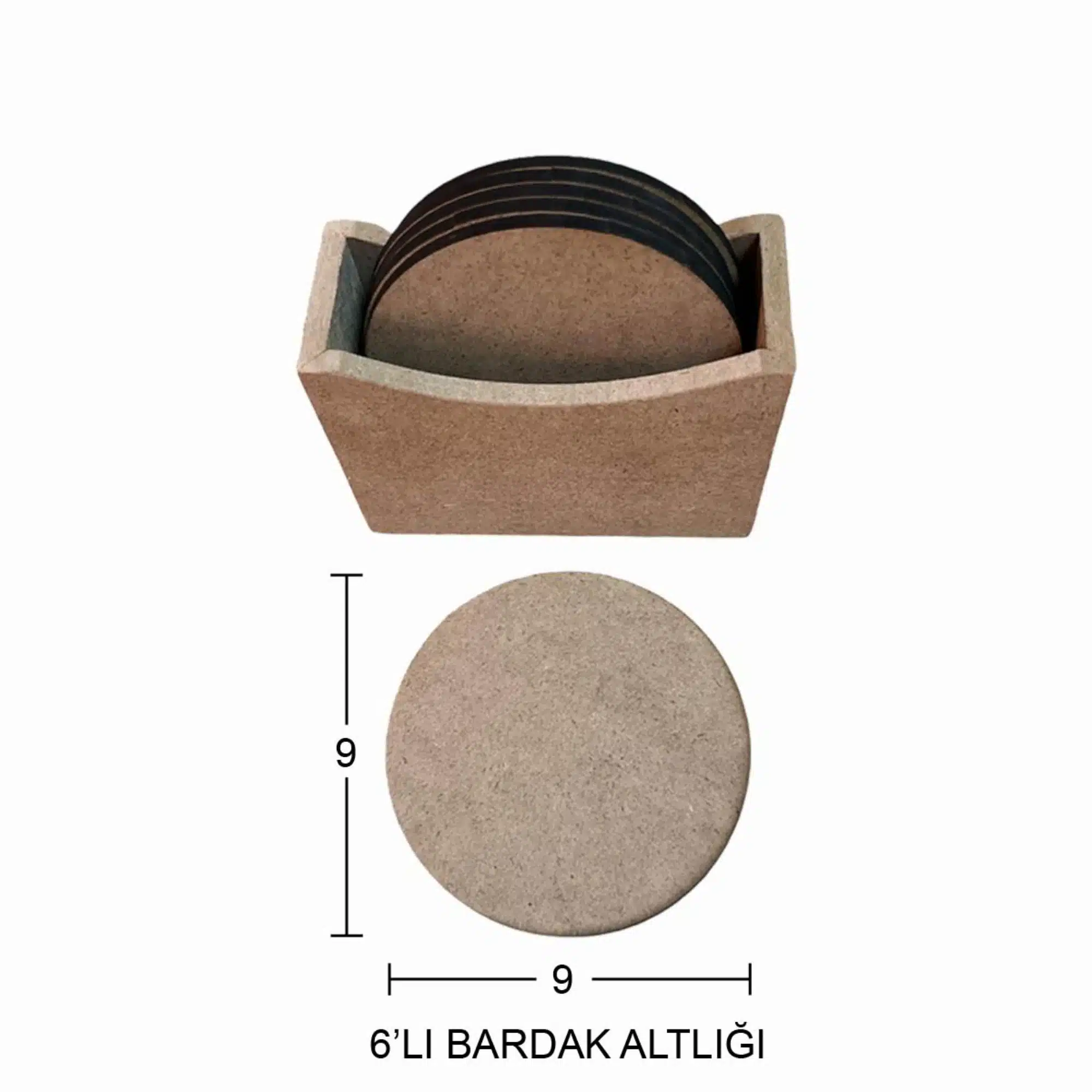 Kutulu Yuvarlak Bardak Altlığı 9x9 cm (6 adet)