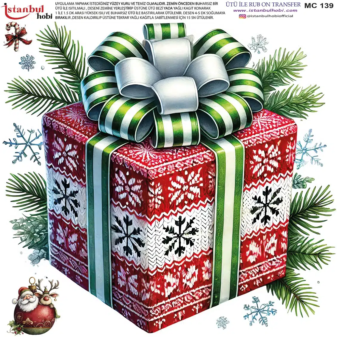 MC139 Ütü Ile Rub On Transfer Kağıdı: Yılbaşı Deseni - Mc139-İst | 30X30 Cm - Görsel 1