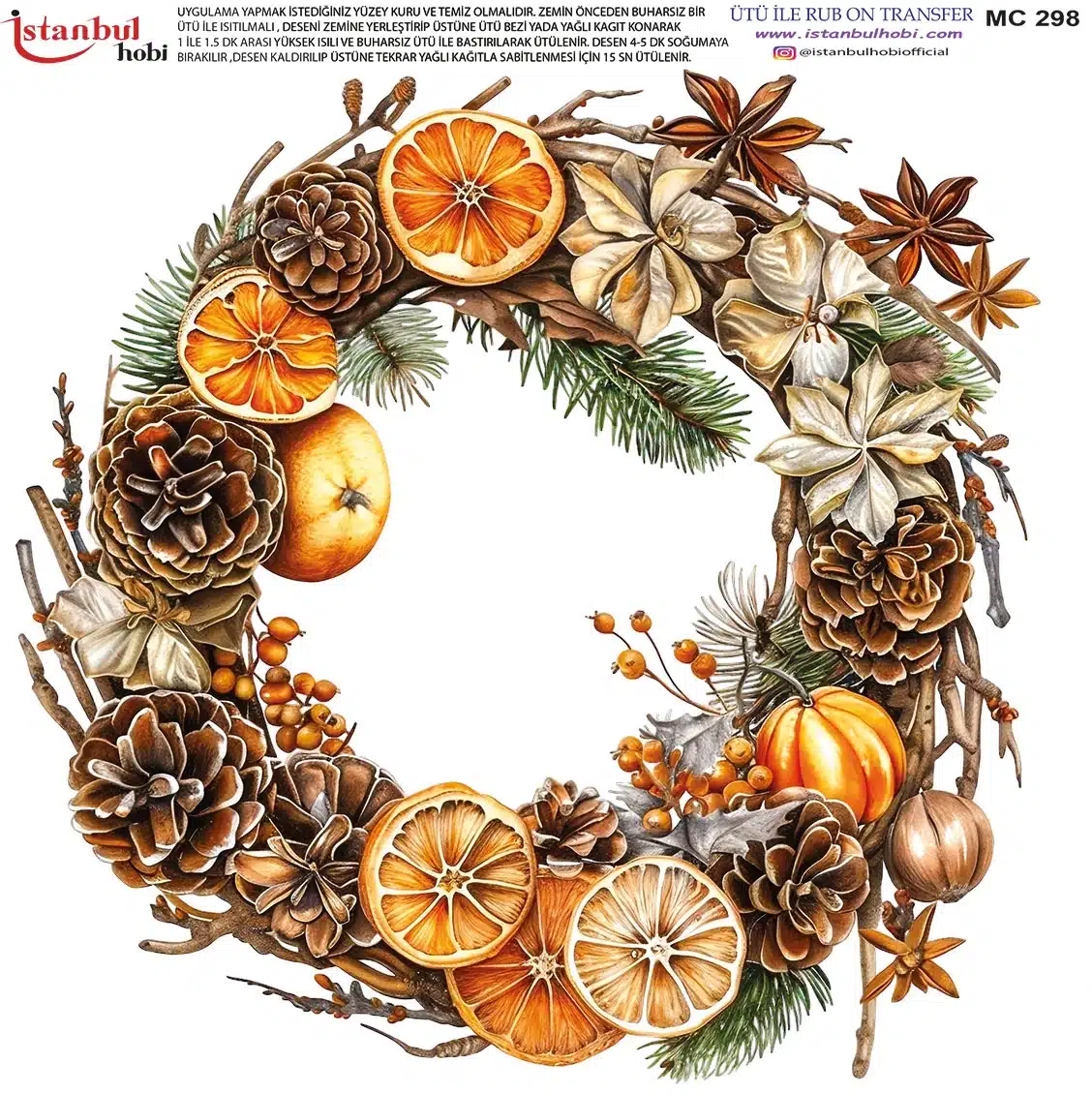 MC298 Ütü Ile Rub On Transfer Kağıdı: Yılbaşı Deseni - Mc298-İst | 30X30 Cm - Görsel 1