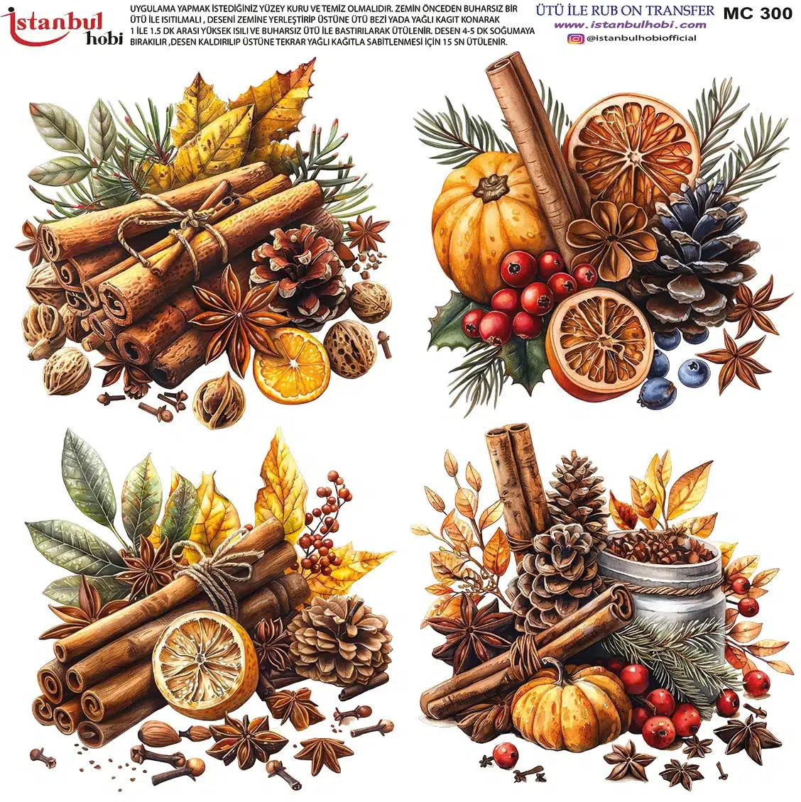 MC300 Ütü Ile Rub On Transfer Kağıdı: Yılbaşı Deseni - Mc300-İst | 30X30 Cm - Görsel 1
