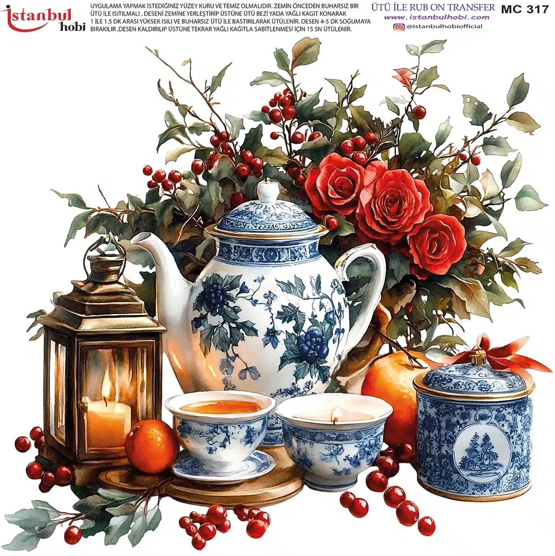 MC317 Ütü Ile Rub On Transfer Kağıdı: Yılbaşı Deseni - Mc317-İst | 30X30 Cm - Görsel 1