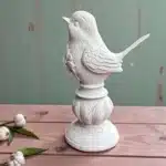 Çiçek Desenli Ayaklı Kuş Biblosu: Dekoratif Hayvan Figürlü Heykel
