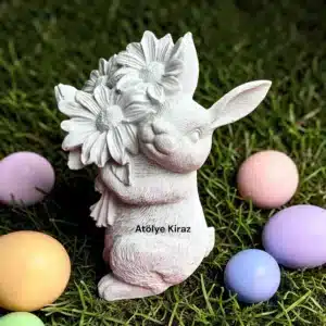 Papatya Tutan Tavşan Heykeli: Dekoratif Obje 5 Papatya Tutan Tavşan Heykeli: Dekoratif Obje