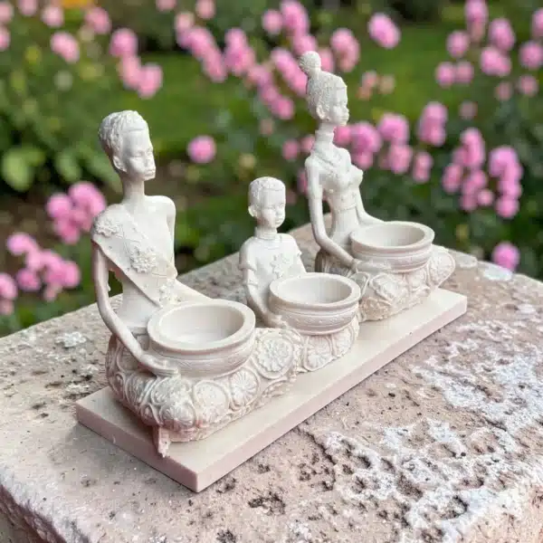 Aile Figürlü Üçlü Mumluk: Evinize Sıcaklık Katan Etnik Tasarım