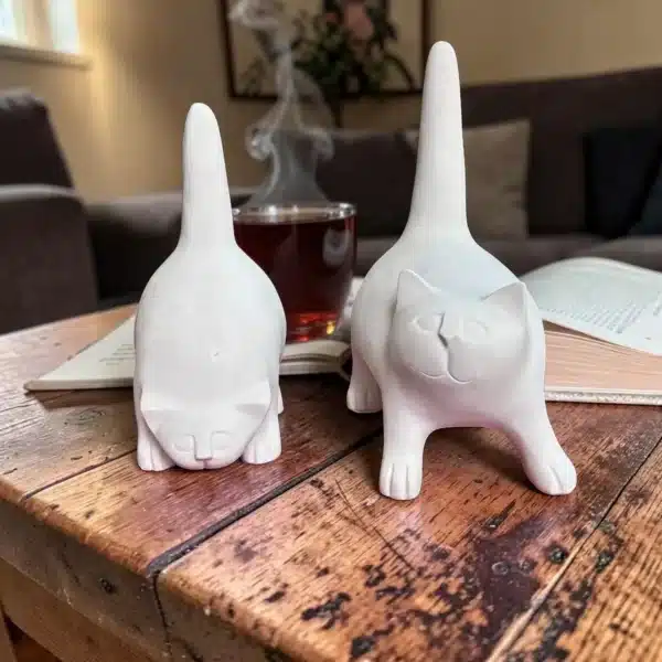 Boyanabilir Uzun Kuyruklu İkili Kedi Seti: Modern Ve Oyunbaz Polyester Dekoratif Obje