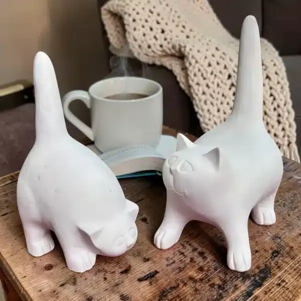 Boyanabilir Uzun Kuyruklu İkili Kedi Seti: Modern Ve Oyunbaz Polyester Dekoratif Obje