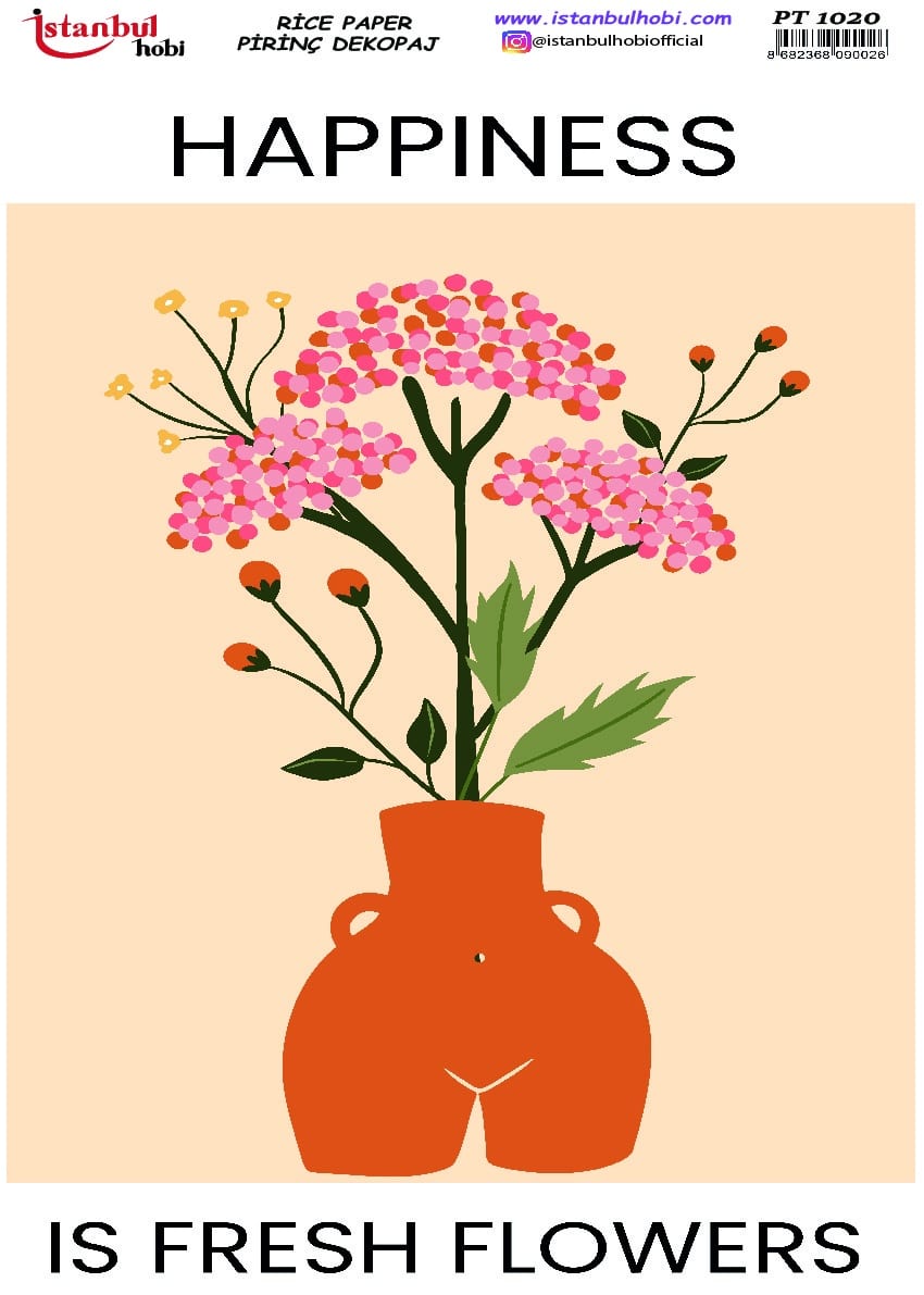 Pirinç Dekopaj Kağıdı-29x42 cm-PT1020 1 Flowers Market Desenli Pd