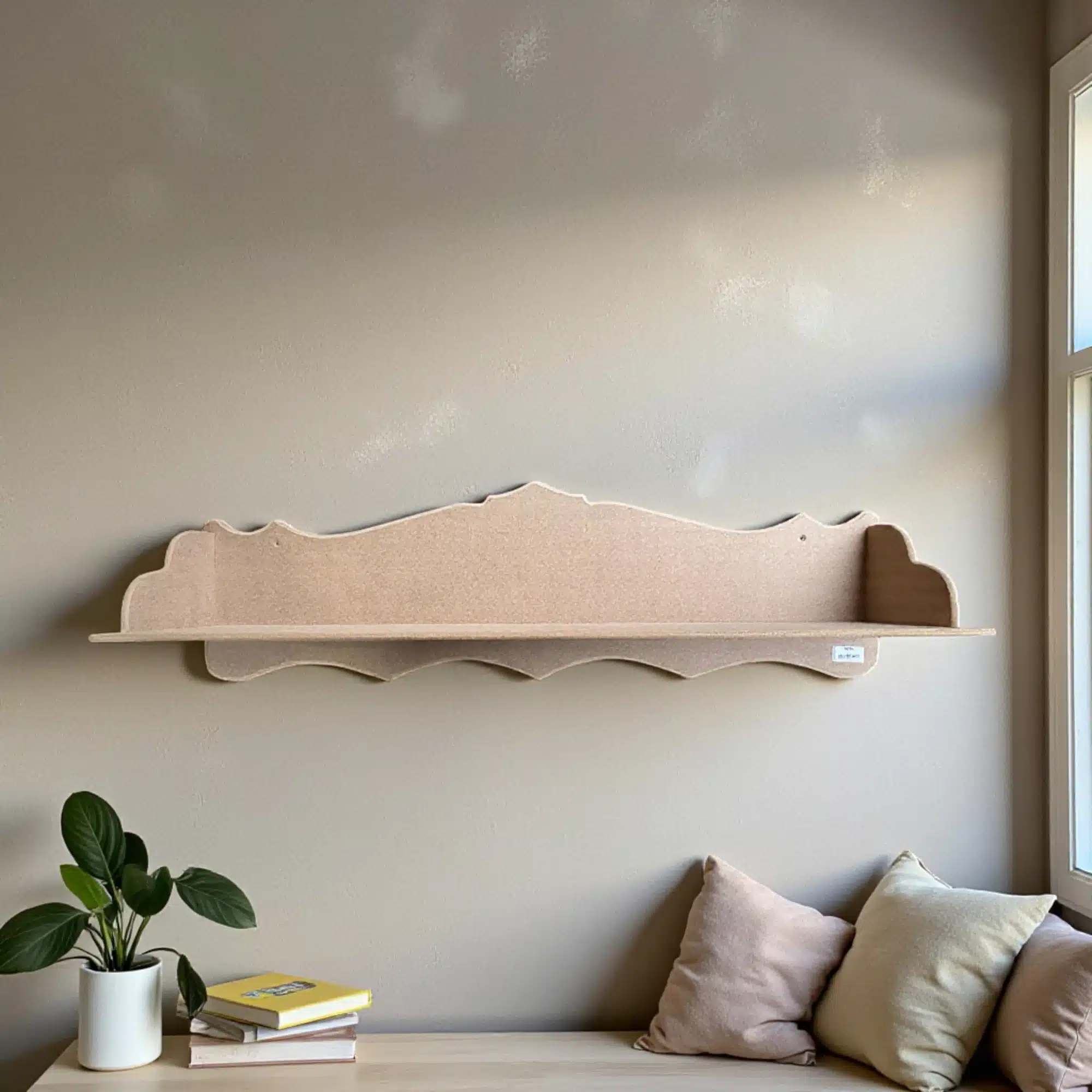 Dekoratif Taçlı Ham Ahşap Duvar Rafı: Duvarlarınızdaki Asil İmza