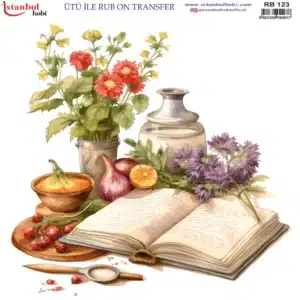Ütü ile Rub On Transfer Kağıdı: Dekoratif Süsleme Kağıdı - RB123 | 30x30 cm