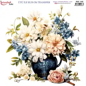 Ütü ile Rub On Transfer Kağıdı: Dekoratif Süsleme Kağıdı - RB140 | 30x30 cm
