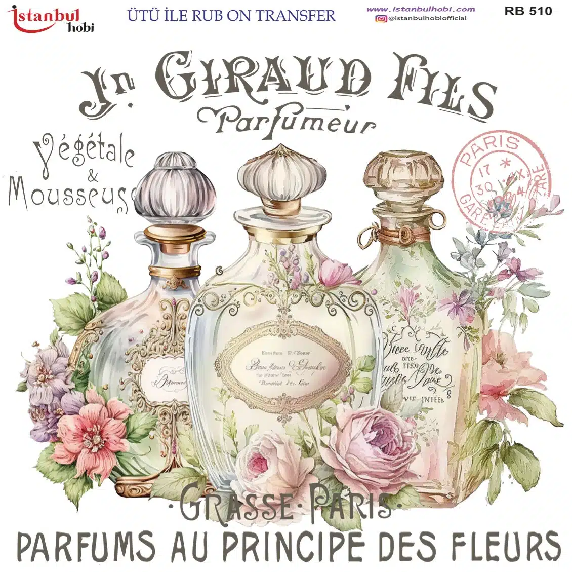 Ütü ile Rub On Transfer Kağıdı: Dekoratif Süsleme Kağıdı - RB510 | 30x30 cm 1 Ütü Ile Rub On Transfer Kağıdı: Dekoratif Süsleme Kağıdı - Rb510 | 30X30 Cm