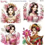 Ütü ile Rub On Transfer Kağıdı: Dekoratif Süsleme Kağıdı - RB573-İST | 30x30 cm