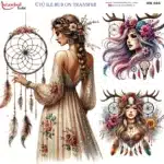 Ütü ile Rub On Transfer Kağıdı: Dekoratif Süsleme Kağıdı - RB585-İST | 30x30 cm