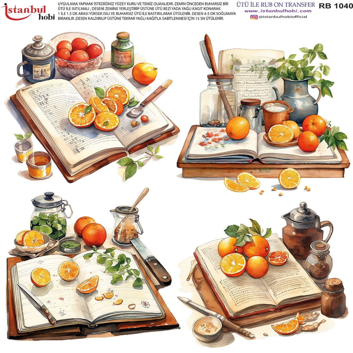 RB201040.jpg Ütü Ile Rub On Transfer Kağıdı: Dekoratif Süsleme Kağıdı - Rb1040 | 30X30 Cm - Görsel 1