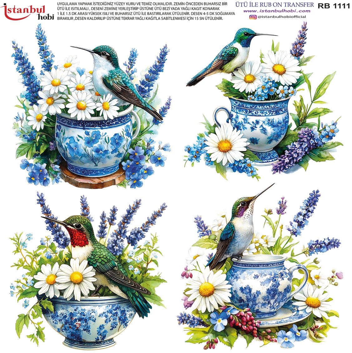 RB201111.jpg Ütü Ile Rub On Transfer Kağıdı: Dekoratif Süsleme Kağıdı - Rb1111 | 30X30 Cm - Görsel 1