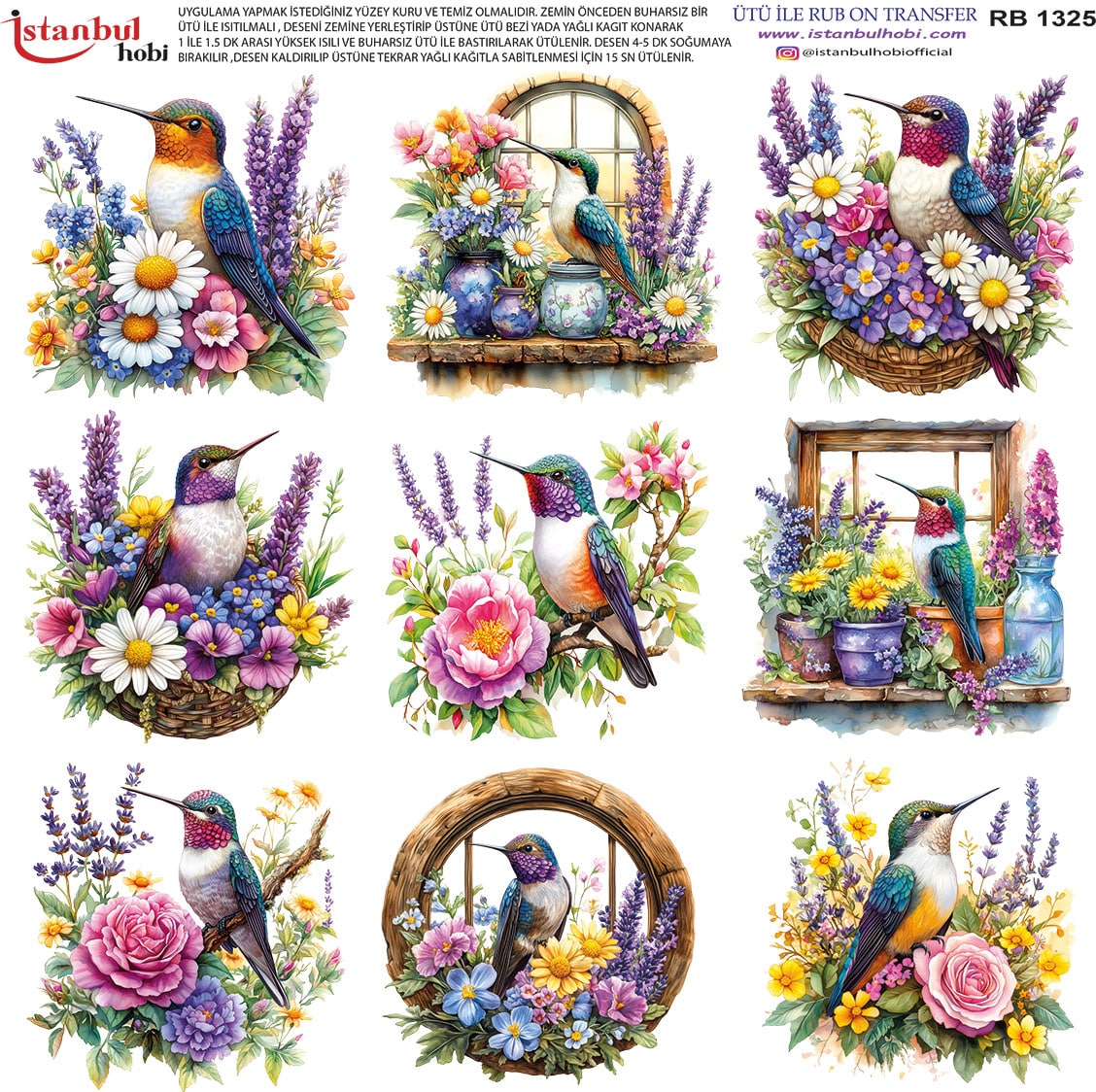 RB201325.jpg Ütü Ile Rub On Transfer Kağıdı: Dekoratif Süsleme Kağıdı - Rb1325 | 30X30 Cm - Görsel 1
