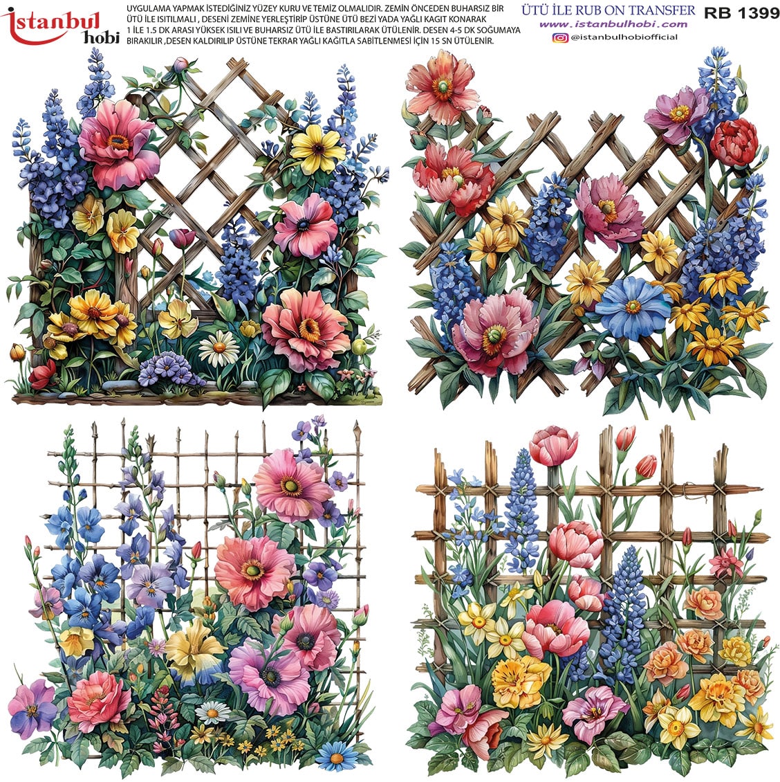RB201399.jpg Ütü Ile Rub On Transfer Kağıdı: Dekoratif Süsleme Kağıdı - Rb1399 | 30X30 Cm - Görsel 1