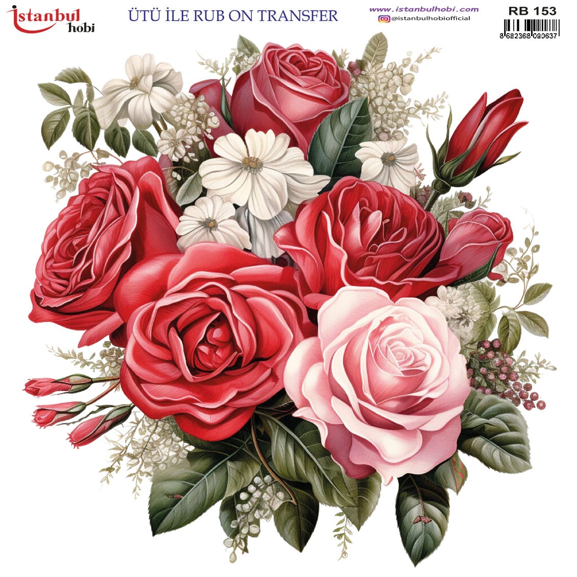 Ütü ile Rub On Transfer Kağıdı: Dekoratif Süsleme Kağıdı - RB153 | 30x30 cm 1 Ütü Ile Rub On Transfer Kağıdı: Dekoratif Süsleme Kağıdı - Rb153 | 30X30 Cm