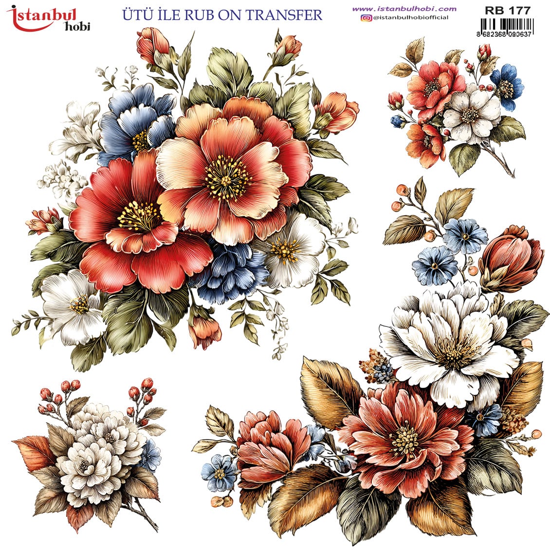 Ütü ile Rub On Transfer Kağıdı: Dekoratif Süsleme Kağıdı - RB177 | 30x30 cm 1 Ütü Ile Rub On Transfer Kağıdı: Dekoratif Süsleme Kağıdı - Rb177 | 30X30 Cm