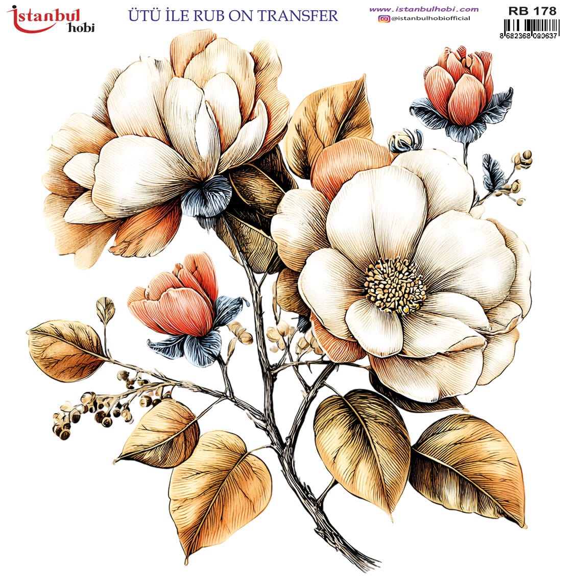 Ütü ile Rub On Transfer Kağıdı: Dekoratif Süsleme Kağıdı - RB178 | 30x30 cm 1 Ütü Ile Rub On Transfer Kağıdı: Dekoratif Süsleme Kağıdı - Rb178 | 30X30 Cm