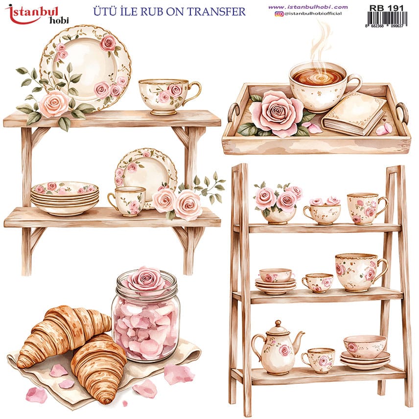 Ütü ile Rub On Transfer Kağıdı: Dekoratif Süsleme Kağıdı - RB191 | 30x30 cm 1 Ütü Ile Rub On Transfer Kağıdı: Dekoratif Süsleme Kağıdı - Rb191 | 30X30 Cm