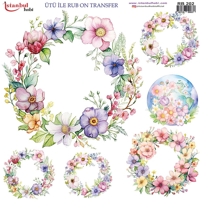Ütü ile Rub On Transfer Kağıdı: Dekoratif Süsleme Kağıdı - RB202 | 30x30 cm 1 Ütü Ile Rub On Transfer Kağıdı: Dekoratif Süsleme Kağıdı - Rb202 | 30X30 Cm