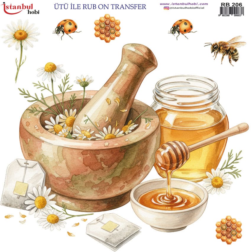 RB20206.jpg Ütü Ile Rub On Transfer Kağıdı: Dekoratif Süsleme Kağıdı - Rb206 | 30X30 Cm - Görsel 1