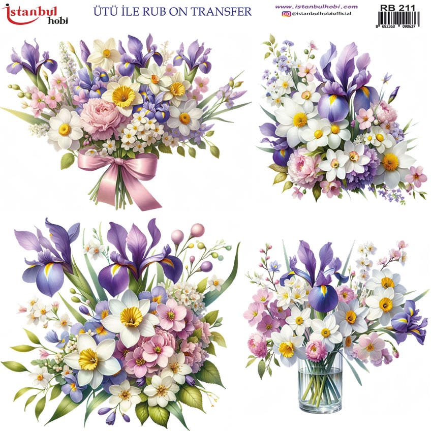 Ütü ile Rub On Transfer Kağıdı: Dekoratif Süsleme Kağıdı - RB211 | 30x30 cm 1 Ütü Ile Rub On Transfer Kağıdı: Dekoratif Süsleme Kağıdı - Rb211 | 30X30 Cm
