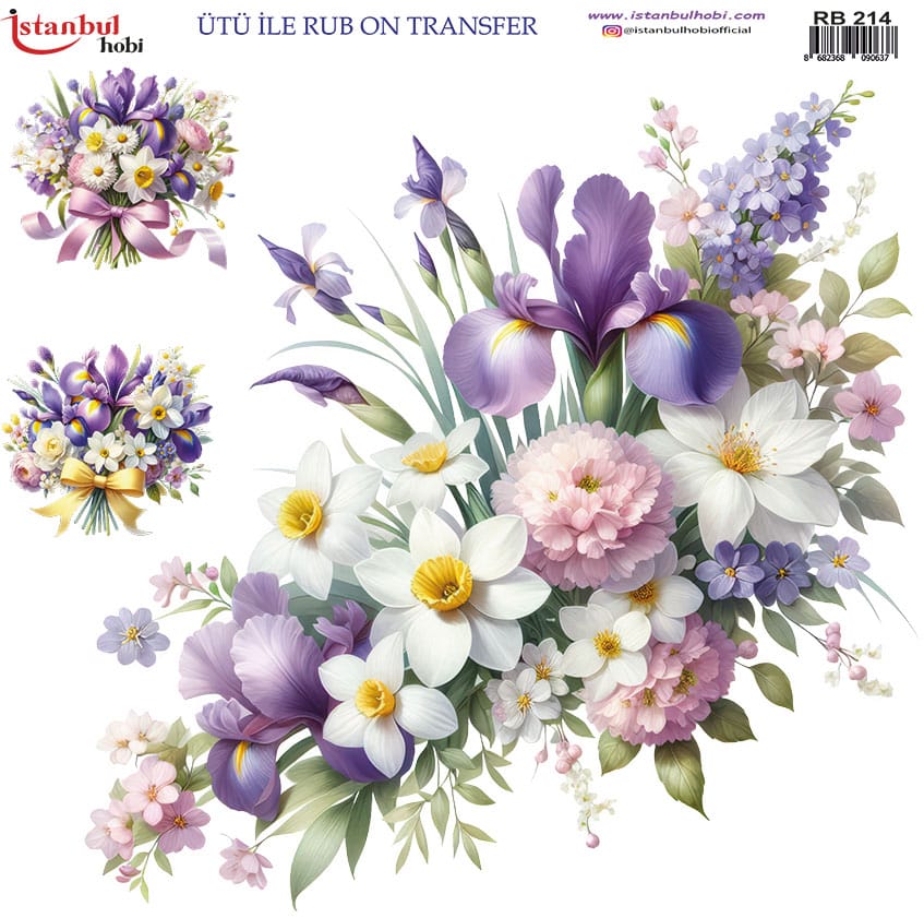 Ütü ile Rub On Transfer Kağıdı: Dekoratif Süsleme Kağıdı - RB214 | 30x30 cm 1 Ütü Ile Rub On Transfer Kağıdı: Dekoratif Süsleme Kağıdı - Rb214 | 30X30 Cm