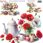 Ütü ile Rub On Transfer Kağıdı: Dekoratif Süsleme Kağıdı  - RB216 | 30x30 cm