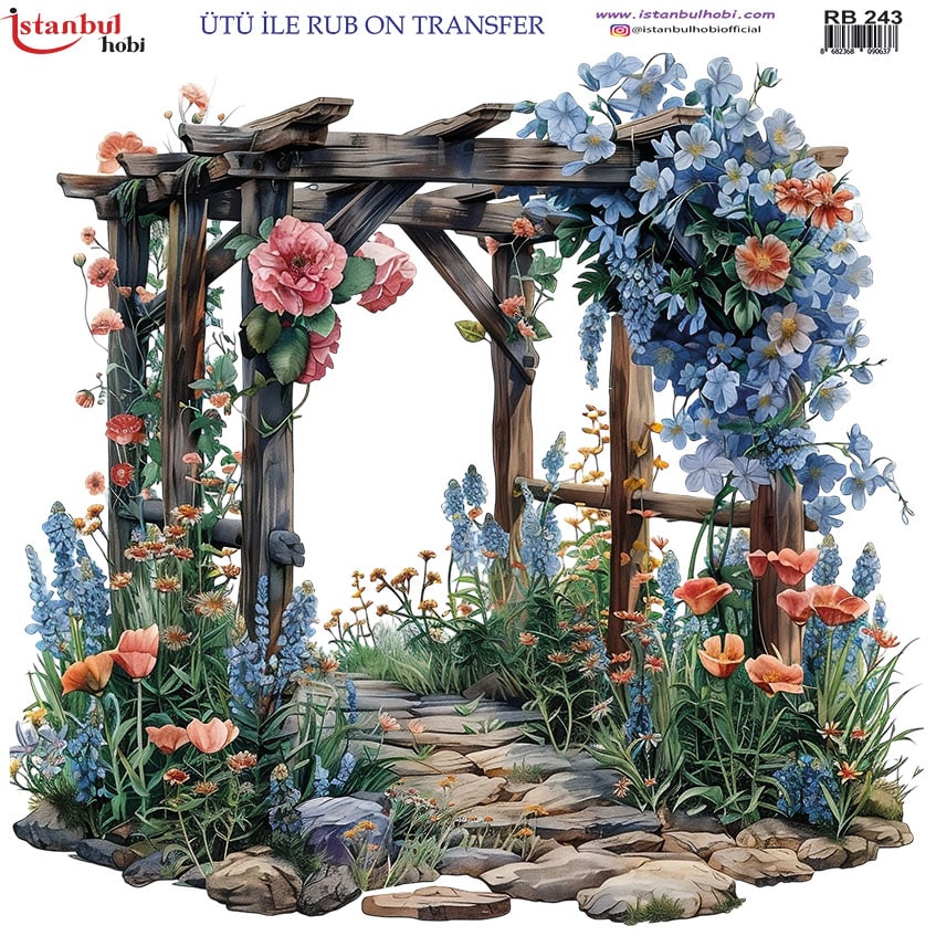 Ütü ile Rub On Transfer Kağıdı: Dekoratif Süsleme Kağıdı - RB243 | 30x30 cm 1 Ütü Ile Rub On Transfer Kağıdı: Dekoratif Süsleme Kağıdı - Rb243 | 30X30 Cm