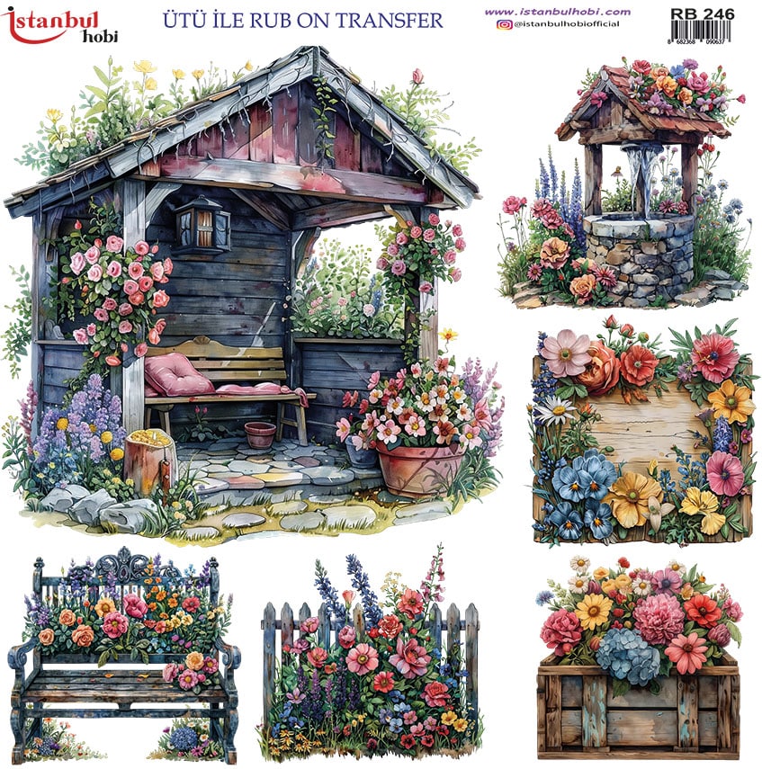Ütü ile Rub On Transfer Kağıdı: Dekoratif Süsleme Kağıdı - RB246 | 30x30 cm 1 Ütü Ile Rub On Transfer Kağıdı: Dekoratif Süsleme Kağıdı - Rb246 | 30X30 Cm