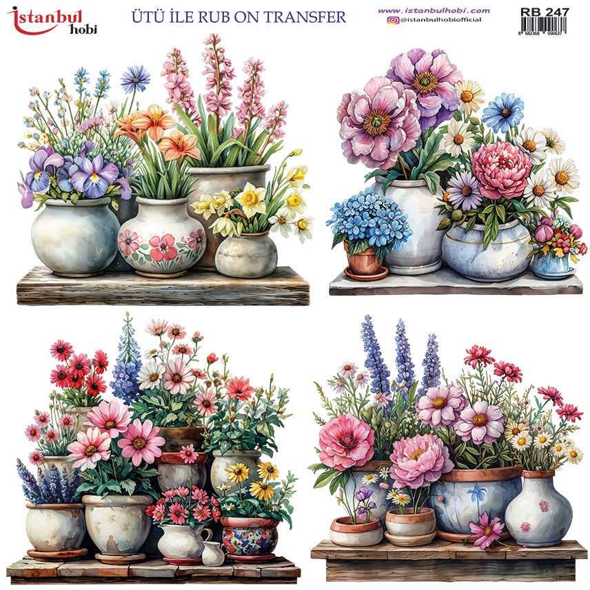 RB20247.jpg Ütü Ile Rub On Transfer Kağıdı: Dekoratif Süsleme Kağıdı - Rb247 | 30X30 Cm - Görsel 1