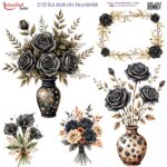 Ütü ile Rub On Transfer Kağıdı: Dekoratif Süsleme Kağıdı  - RB252 | 30x30 cm