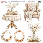 Ütü ile Rub On Transfer Kağıdı: Dekoratif Süsleme Kağıdı  - RB254 | 30x30 cm