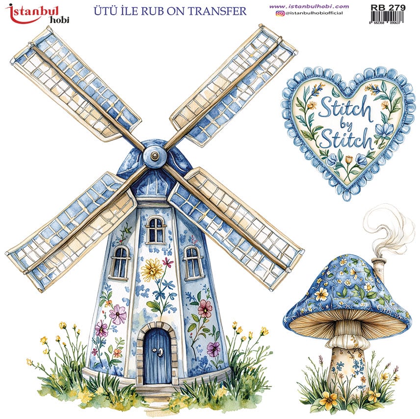 RB20279.jpg Ütü Ile Rub On Transfer Kağıdı: Dekoratif Süsleme Kağıdı - Rb279 | 30X30 Cm - Görsel 1