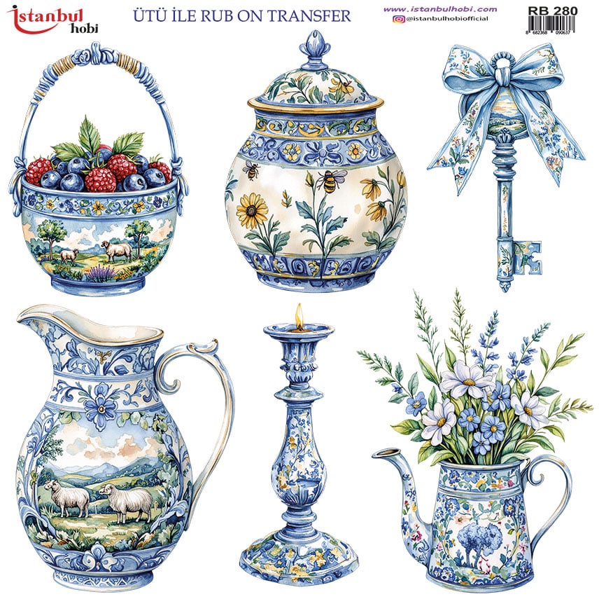 RB20280.jpg Ütü Ile Rub On Transfer Kağıdı: Dekoratif Süsleme Kağıdı - Rb280 | 30X30 Cm - Görsel 1