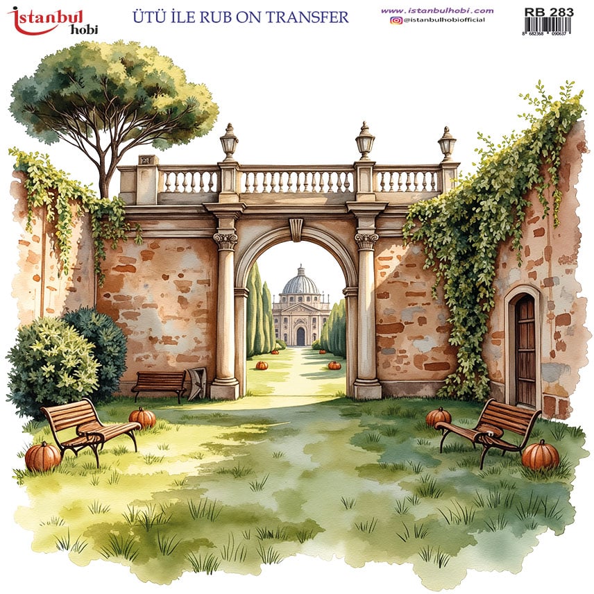RB20283.jpg Ütü Ile Rub On Transfer Kağıdı: Dekoratif Süsleme Kağıdı - Rb283 | 30X30 Cm - Görsel 1