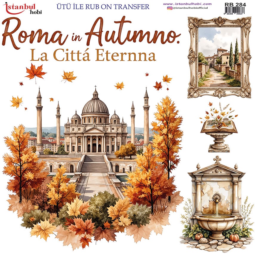 RB20284.jpg Ütü Ile Rub On Transfer Kağıdı: Dekoratif Süsleme Kağıdı - Rb284 | 30X30 Cm - Görsel 1