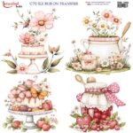 Ütü ile Rub On Transfer Kağıdı: Dekoratif Süsleme Kağıdı - RB296 | 30x30 cm